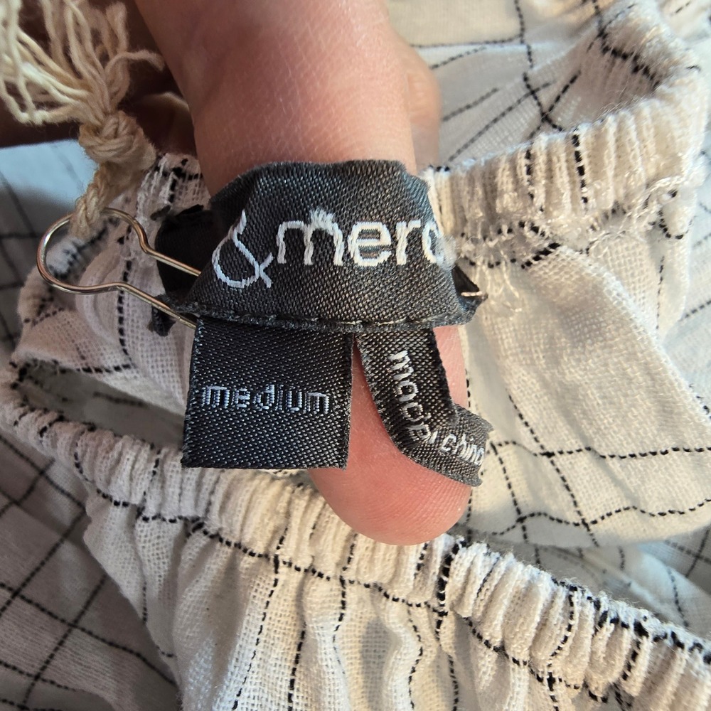 Merci‎ White Plaid Cami Top Ruffle Sleeveless Sz M Dainty Coquette Cottagecore - Picture 3 of 9